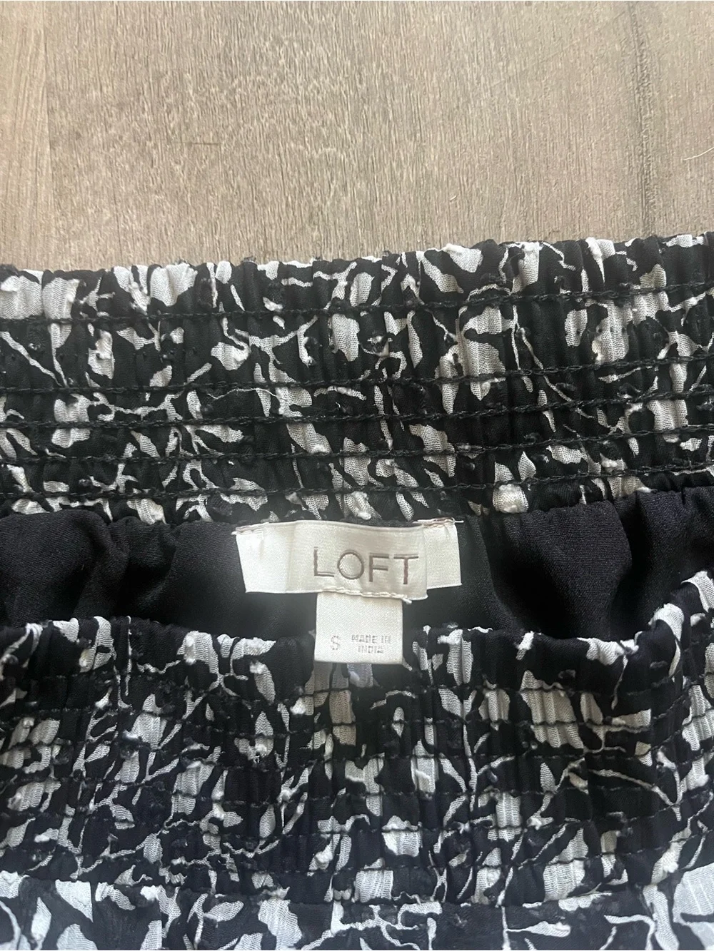LOFT Black and White Floral Ruffle Skirt